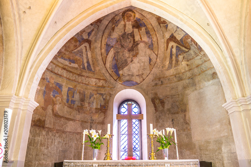 The altar and apse with christ pantocrator photo
