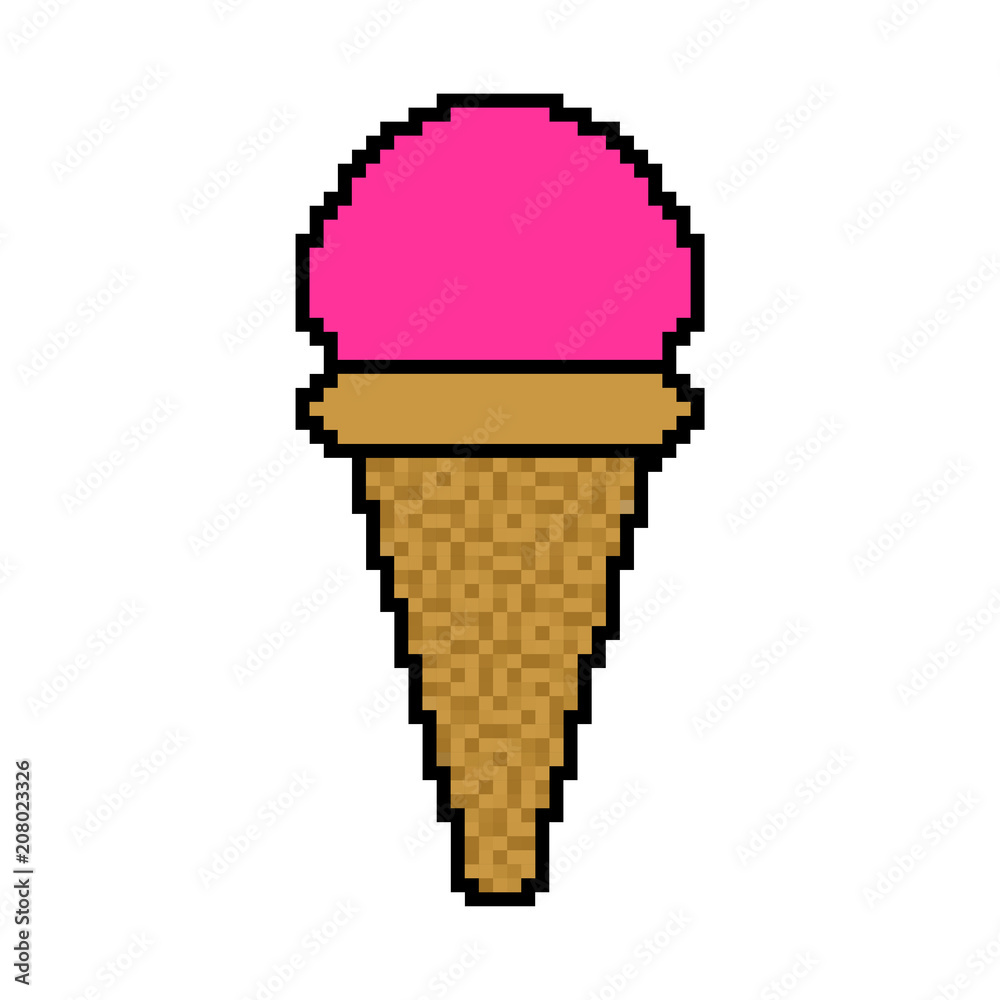 Ice cream pixel art. 8 bit Icecream Vector illustration Ice cream pixel art. 8 bit Icecream Vector illustration
