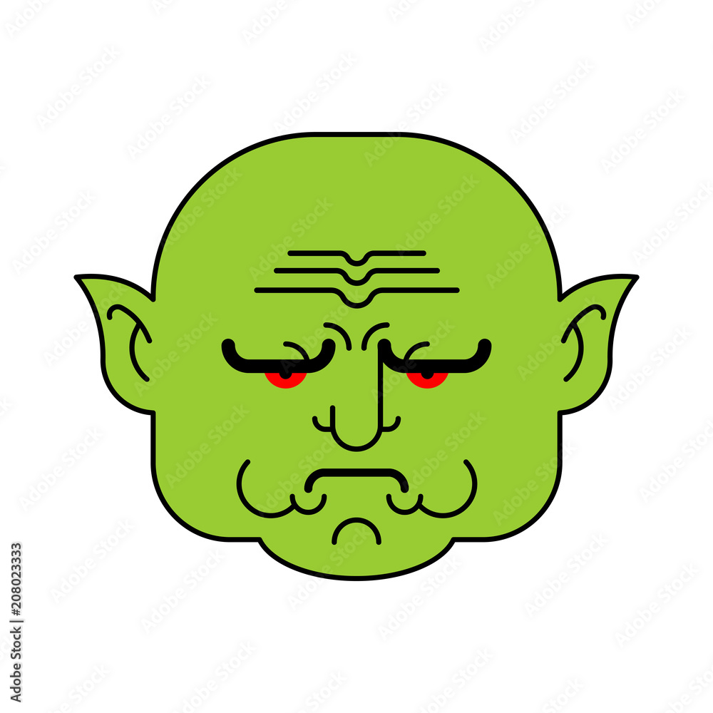 Triste ogro Emoji. Goblin emoción dolorosa aislados. Green Monster troll  face Imagen Vector de stock - Alamy