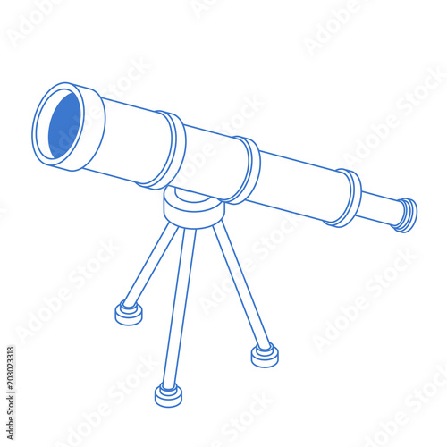 Telescope isolated. Shameful Tube on stand. Vector illustration