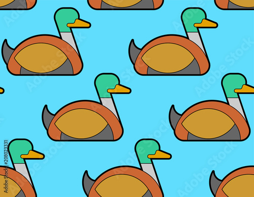 Drake duck pattern seamless. waterfowl bird background. Vector illustration
