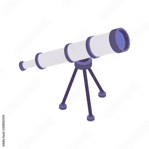 Telescope isolated. Shameful Tube on stand. Vector illustration