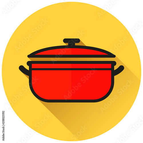 cooking pot circle yellow icon