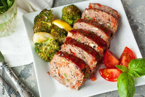 Vegetarian pate in shape of meatloaf