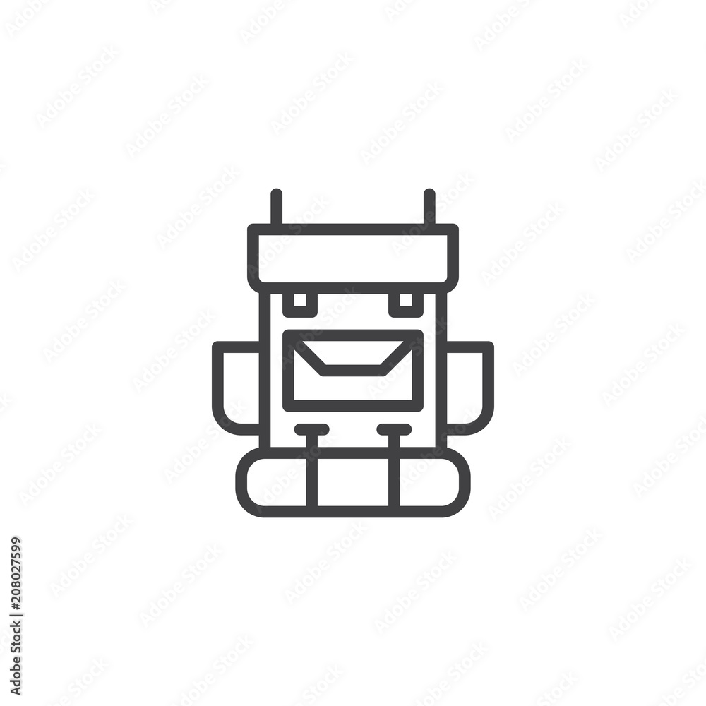 Hiking Backpack outline icon. linear style sign for mobile concept and web design. Tourist bag simple line vector icon. Symbol, logo illustration. Pixel perfect vector graphics Hiking Backpack outline icon. linear style sign for mobile concept and web design. Tourist bag simple line vector icon. Symbol, logo illustration. Pixel perfect vector graphics
