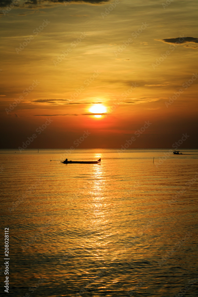 Sunrise on the beach at Prachuap Khiri Khan Province, Thailand