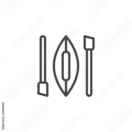 Kayak and oars outline icon. linear style sign for mobile concept and web design. Canoe with paddle simple line vector icon. Symbol  logo illustration. Pixel perfect vector graphics
