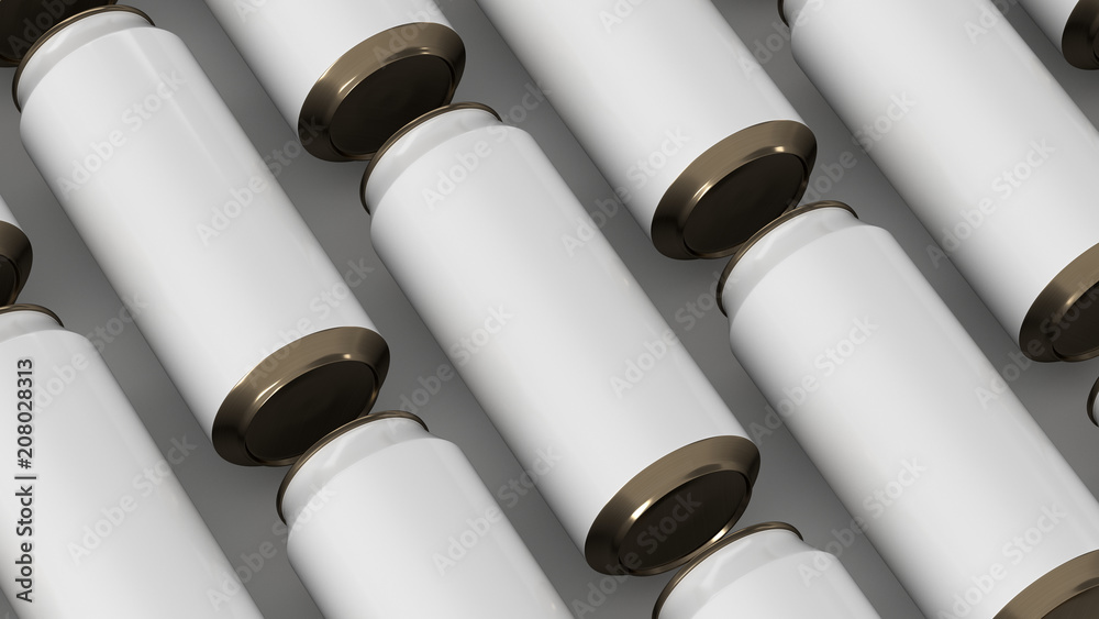 Fototapeta premium Raws of white soda cans
