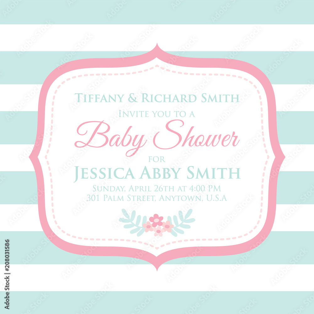 baby shower invitation card with modern style design