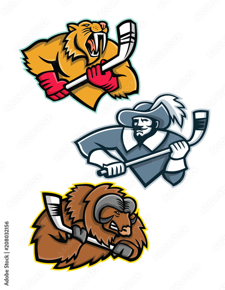 Naklejka premium Ice Hockey Sports Mascot Collection