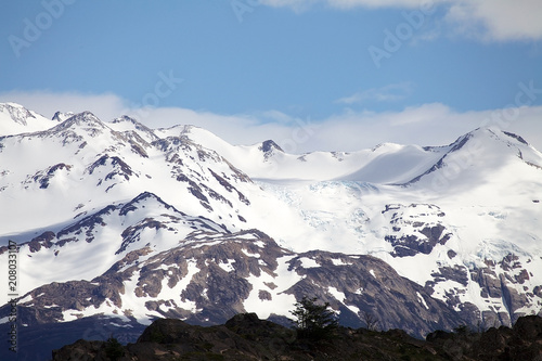Mountains with snow at the Torres del Paine National Park  Magallanes Region  southern Chile