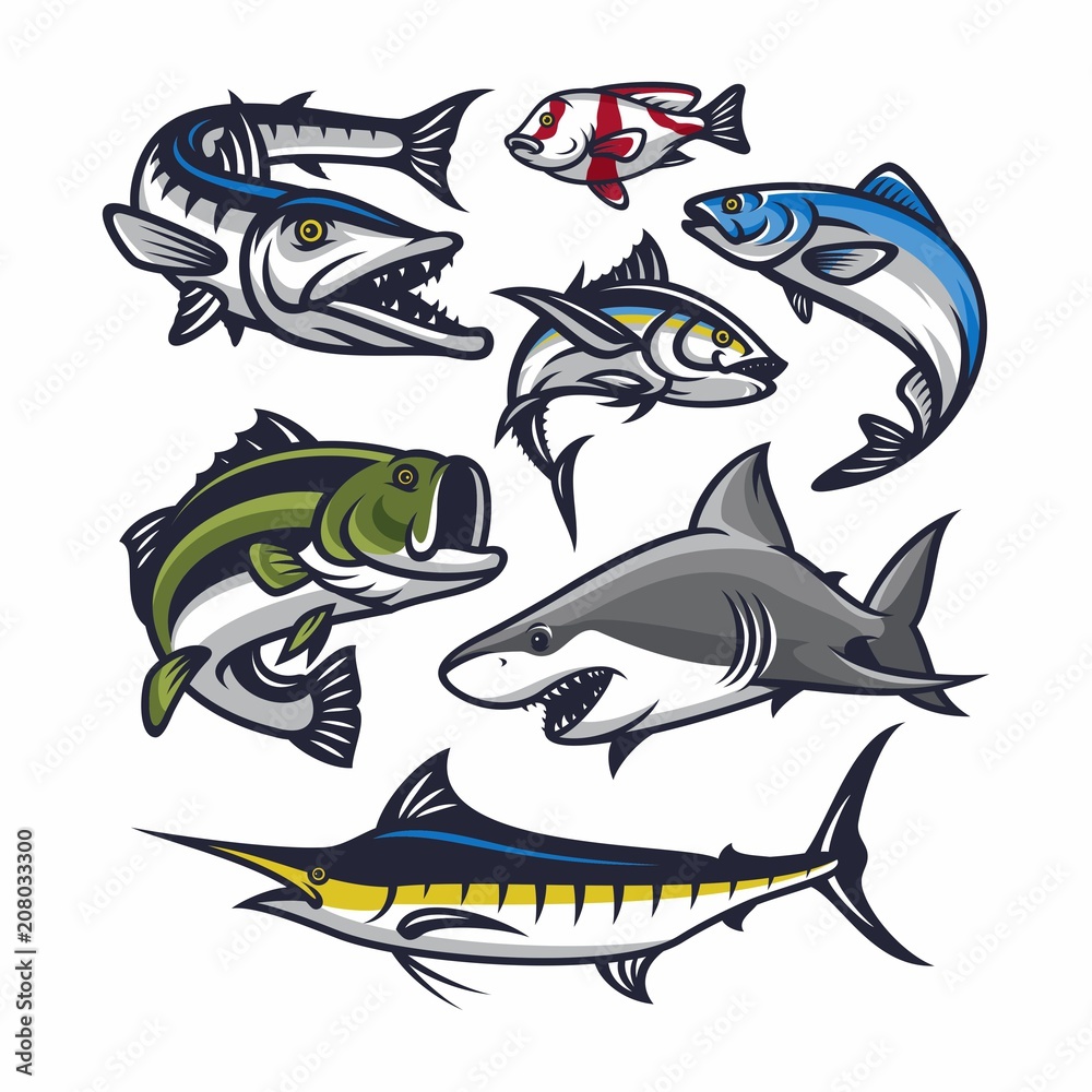 Obraz premium Fish vector mascot icon illustration 