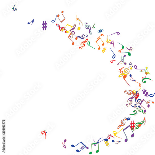 Musical Signs. Modern Background with Notes. Vector Element for Musical Poster, Banner, Advertising, Card. Minimalistic Simple Background.