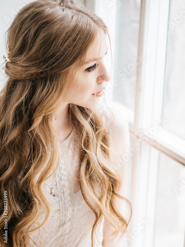 Beautiful bride with beautiful hairstyle