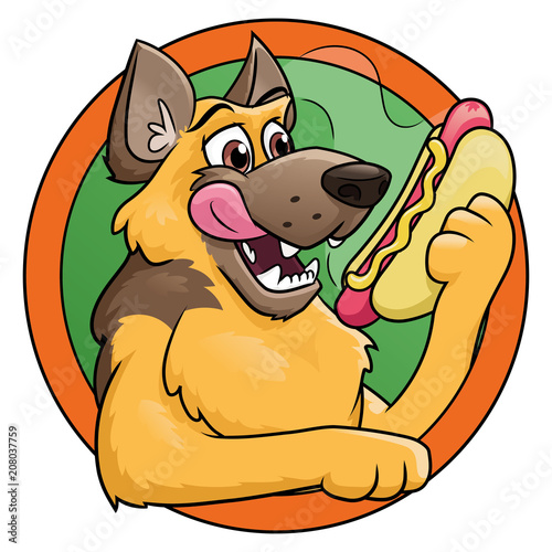 Dog is holding a hot dog 2