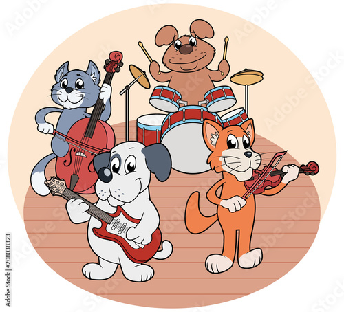 Quartet of animals playing music © denis0909