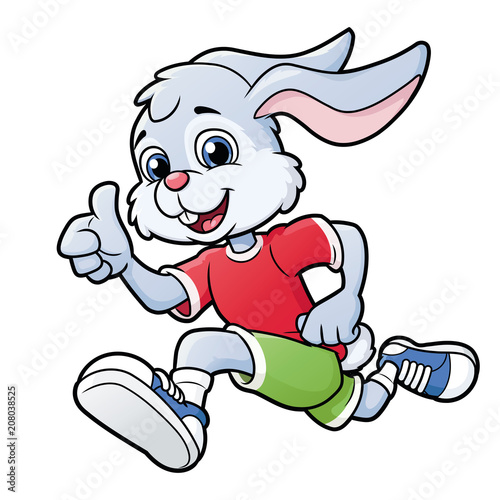 Smiling rabbit jogging