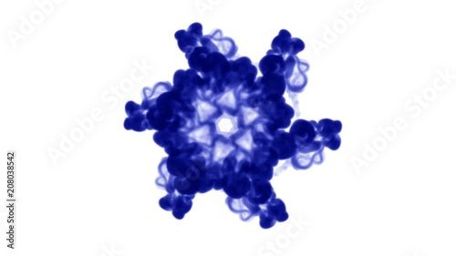 blue ink dissolves in water on white background with luma matte. 3d render of computer simulation. Inks inject in water. circular structure 3 photo