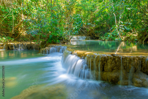 Waterfall in Deep forest at Erawan waterfall National Park