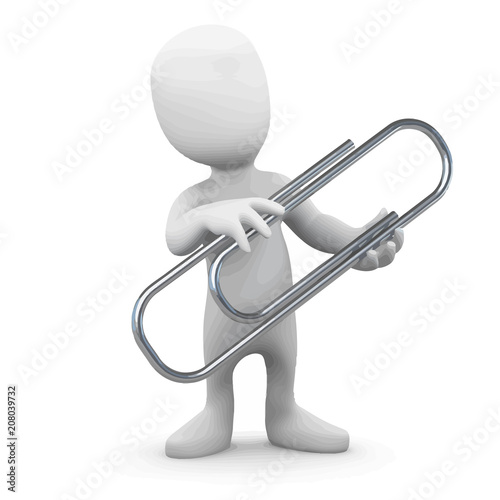 Vector 3d Little man has a paperclip