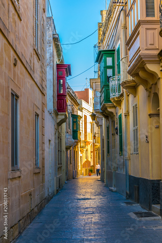 View of a narrow street in the old town of Mdina, Malta photo