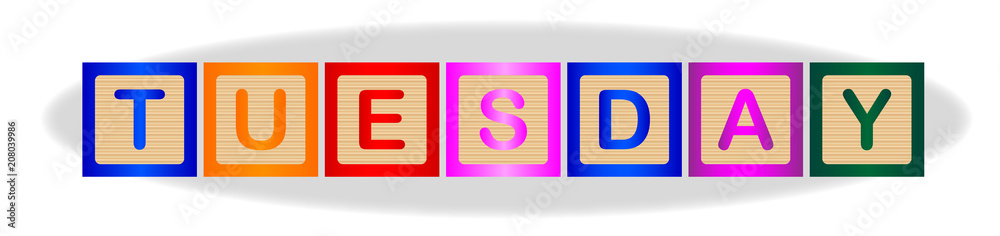 Tuesday In Wooden Block Letters Tuesday In Wooden Block Letters