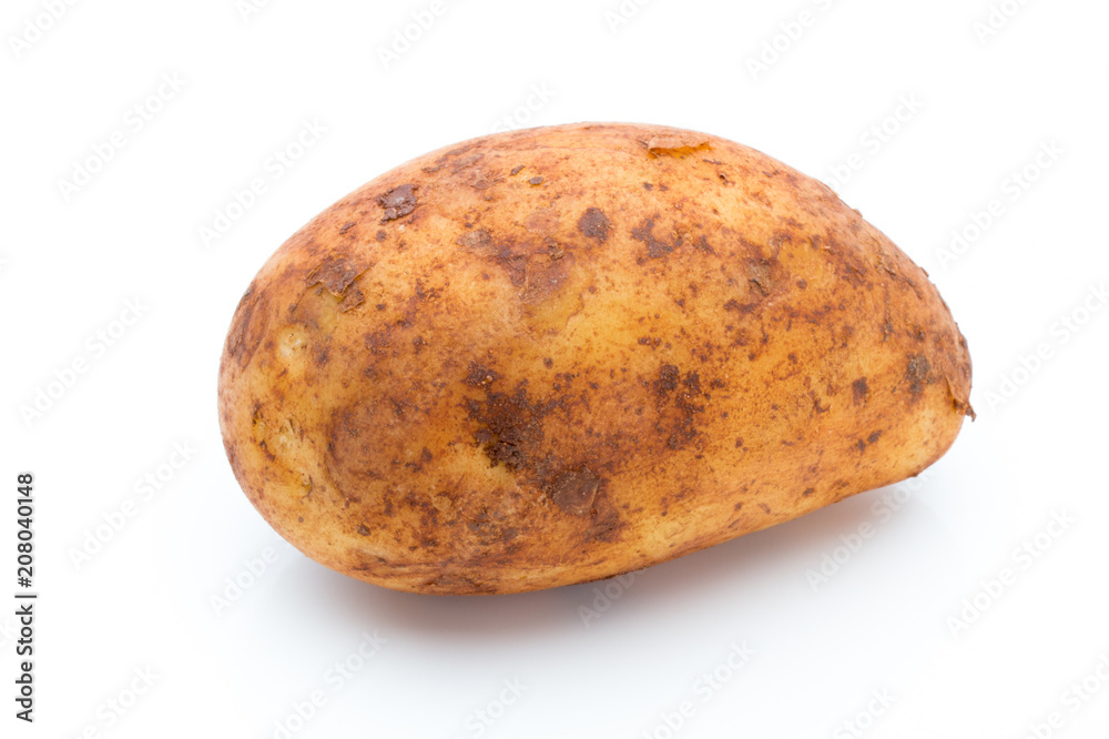 A bio russet potato isolated white background. A bio russet potato isolated white background.