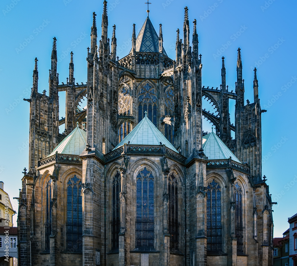 Famous St. Vitus Cathedral Prague, Czech Republic in sunny day