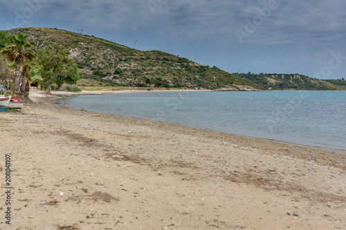 Landscape with sand beach in Kefalonia  Ionian Islands  Greece