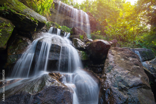 Waterfall beautiful in rain forest at Soo Da Cave Roi et Thailand