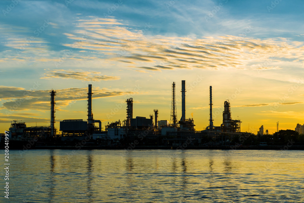 Oil refinery factory at twilight Bangkok Thailand