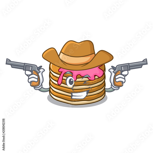 Cowboy pancake with strawberry character cartoon
