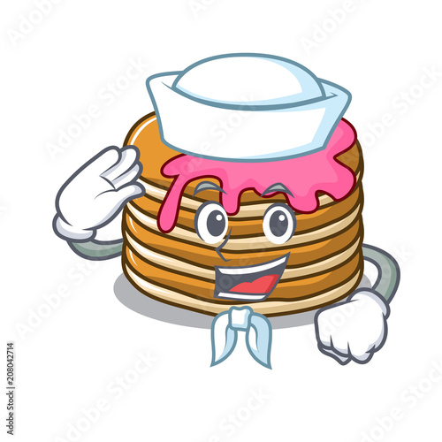 Sailor pancake with strawberry character cartoon