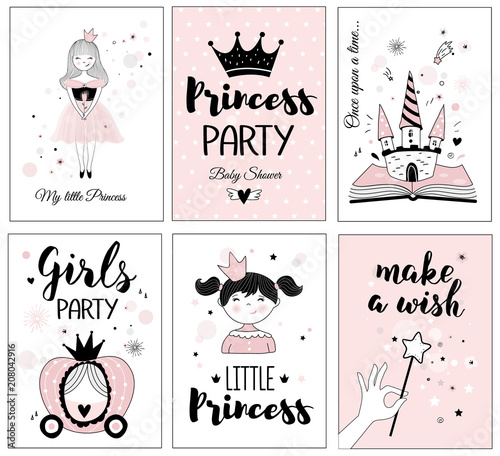 Little princess, posters for baby room, greeting cards, kids and baby t-shirts and wear, hand drawn nursery illustration