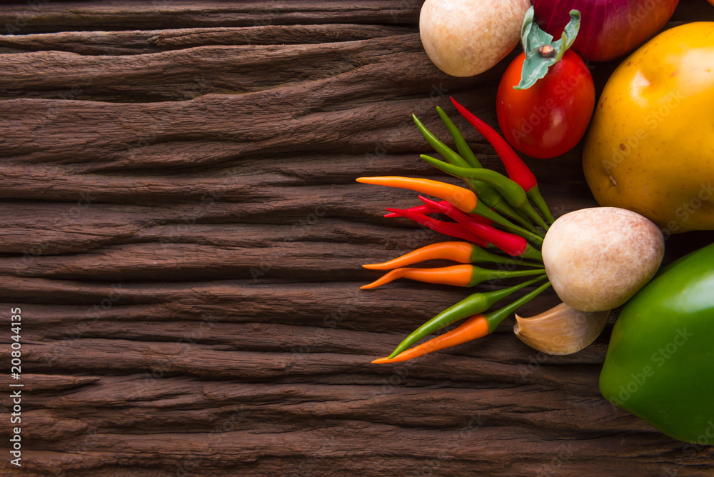 Vegetables on wood. Bio Healthy food, herbs and spices. Organic vegetables on wood Vegetables on wood. Bio Healthy food, herbs and spices. Organic vegetables on wood