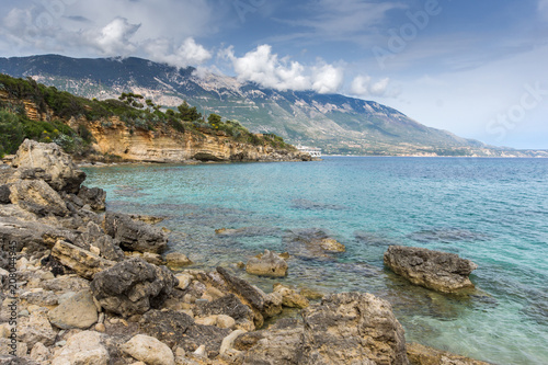 Amazing panorama of Pesada beach  Kefalonia  Ionian islands  Greece