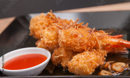 Fried shrimp and sauce - Thai food  photo