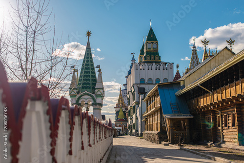 Moscow, Russia - April 13, 2018: Panorama of Izmailovsky Kremlin in Moscow, Russia