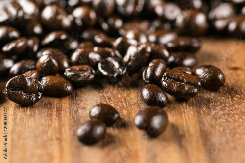 coffeebean on wood blackground