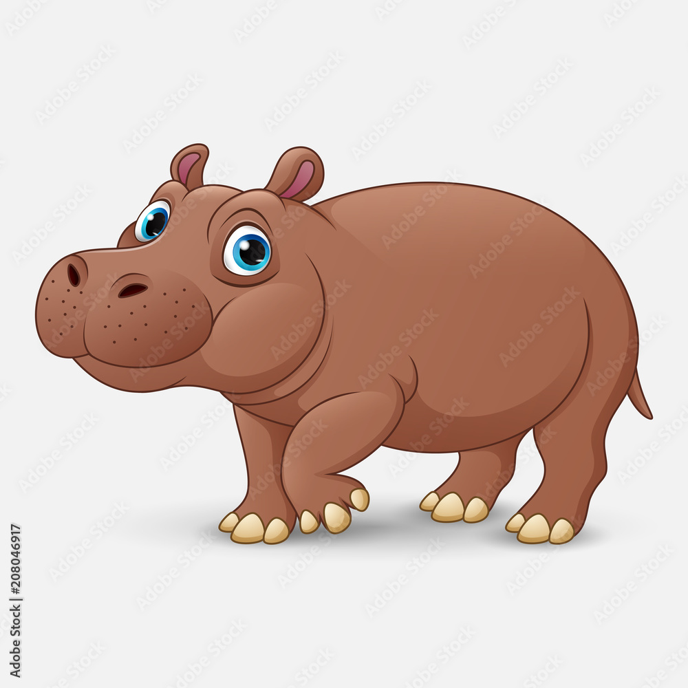 Fototapeta premium Cute hippo cartoon isolated on white background
