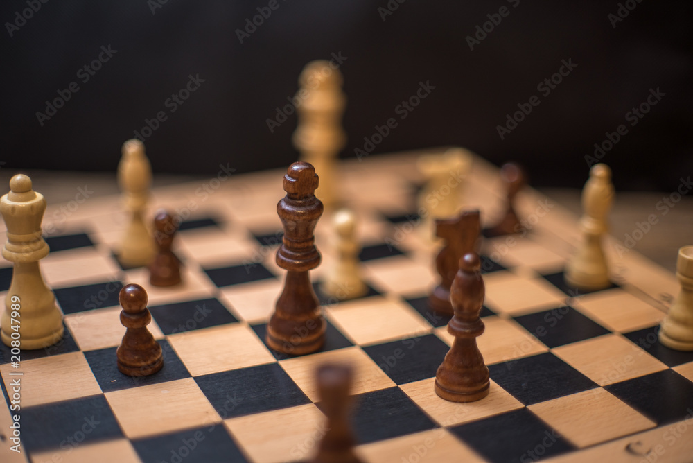 Chess on chessboard close up Chess on chessboard close up
