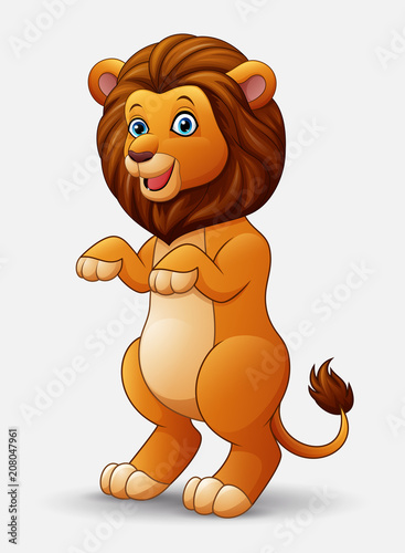 Fototapeta Naklejka Na Ścianę i Meble -  Cute cartoon lion standing
