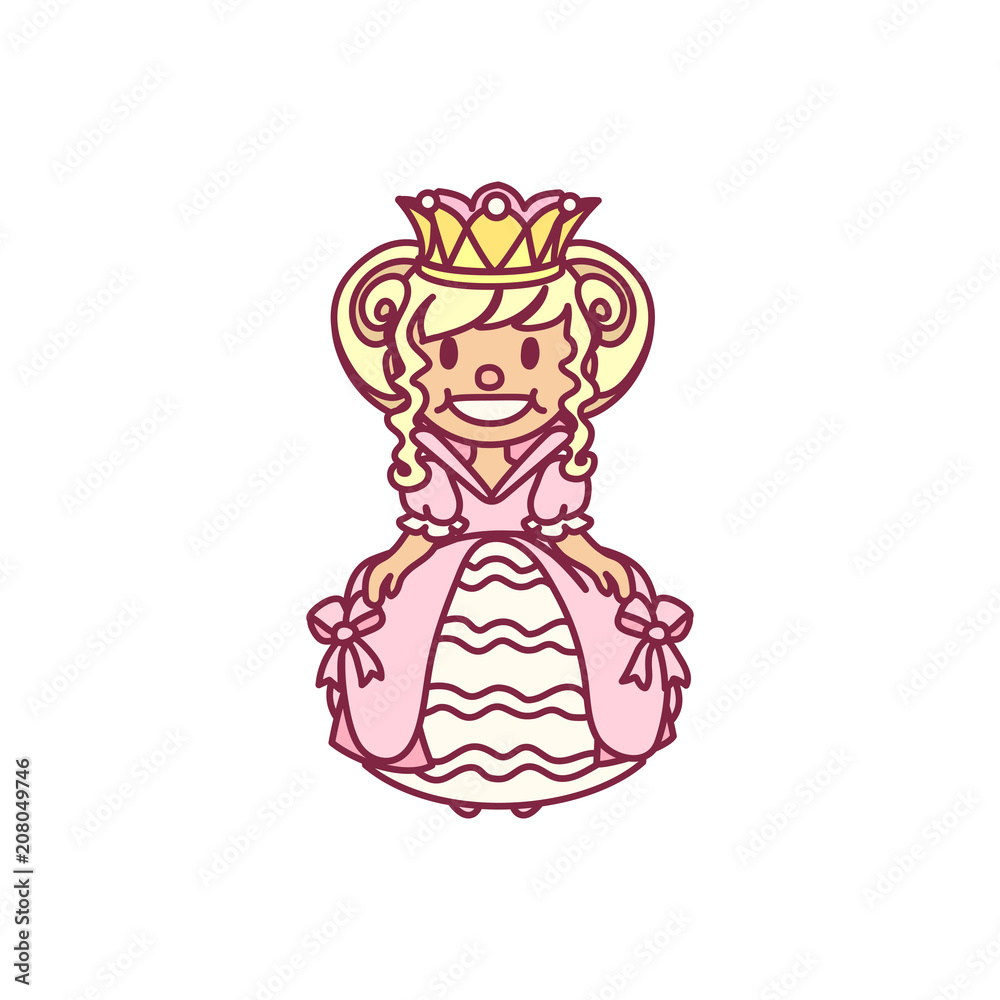 vector little princess girl, queen pop art pattern vector little princess girl, queen pop art pattern