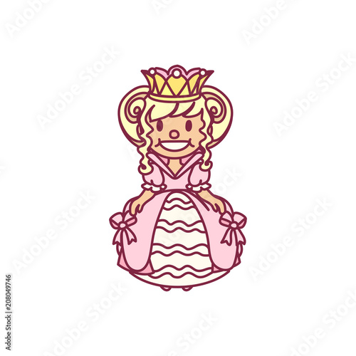 vector little princess girl  queen pop art pattern