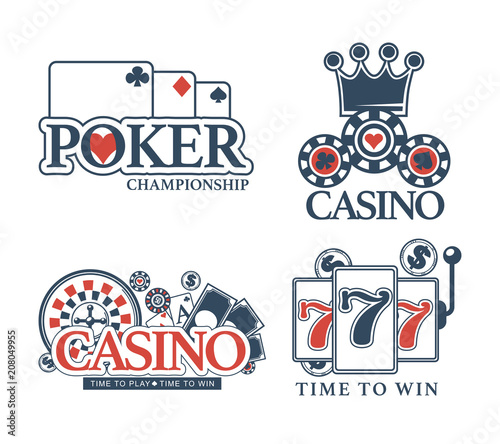 Casino poker gamble game vector icons