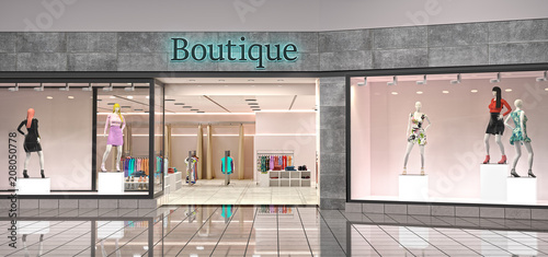 Obraz na plátně Boutique facade with clothes in 3d illustration