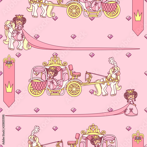 vector seamless pattern Little Princess concept 
