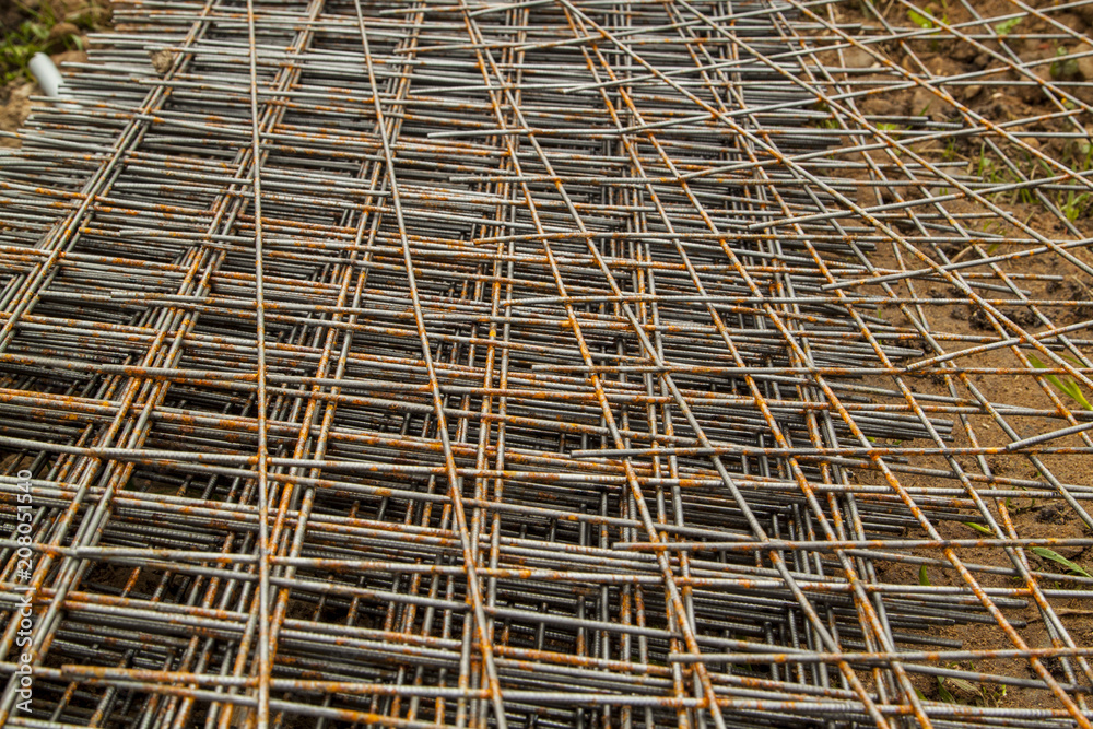 stack of steel mesh for reinforced concrete construction