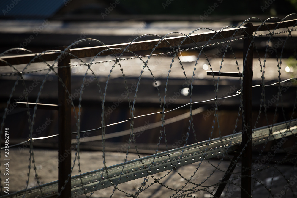 Barbed wire fencing for security purposes against thieves