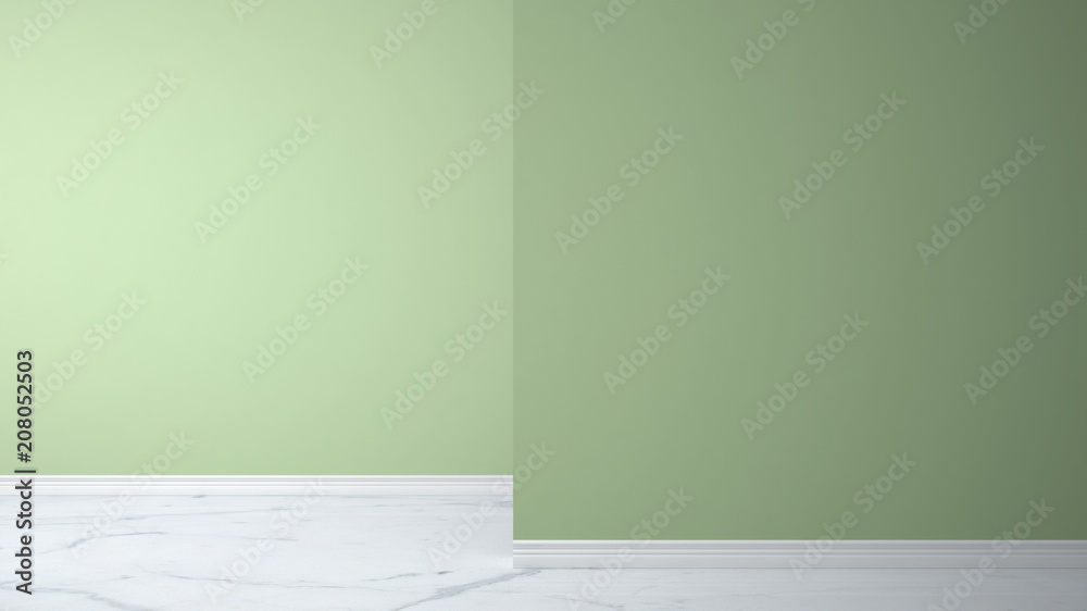 Empty green interior with marble floor with foreground wall, concept architecture interior design with copy space Empty green interior with marble floor with foreground wall, concept architecture interior design with copy space